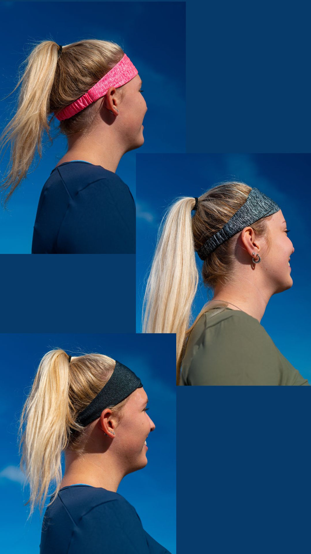 Haarbandenset Grijs/Zwart/Roze